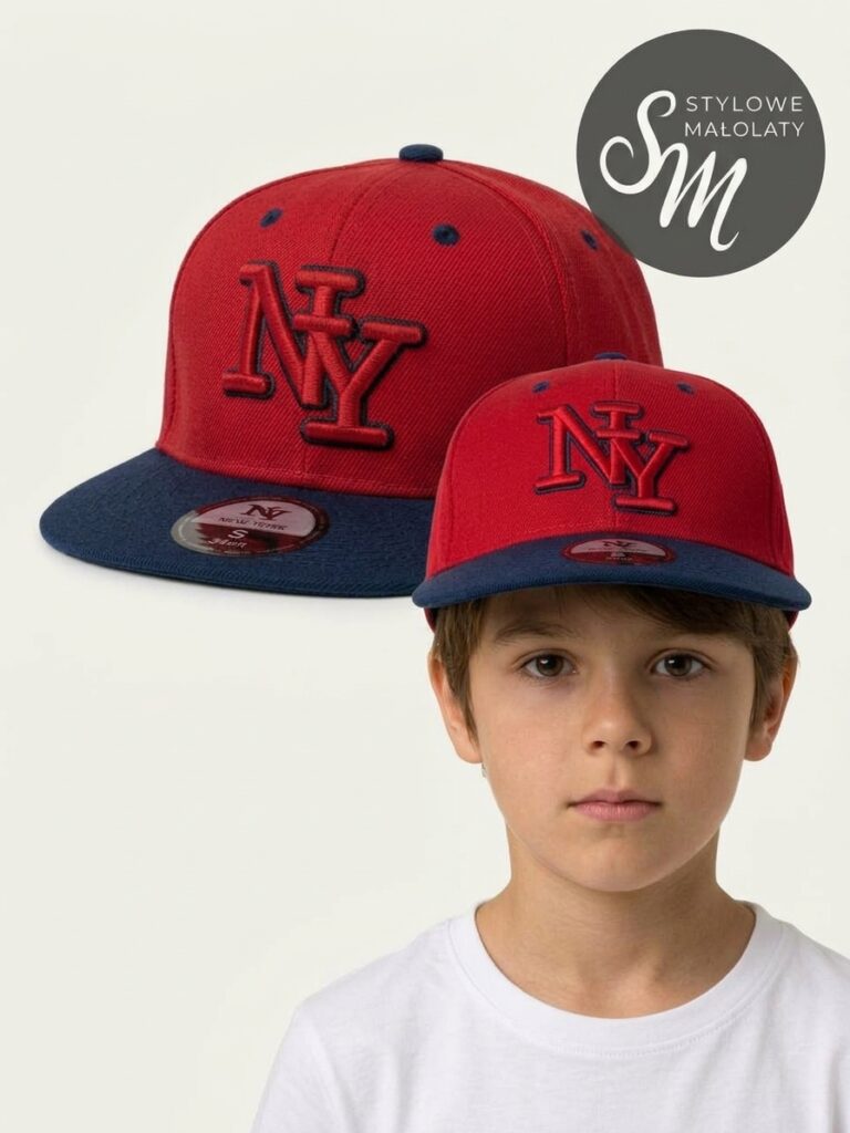 Czapka z daszkiem “New York” Czerwono-Granatowa.XS: 48-54cm.